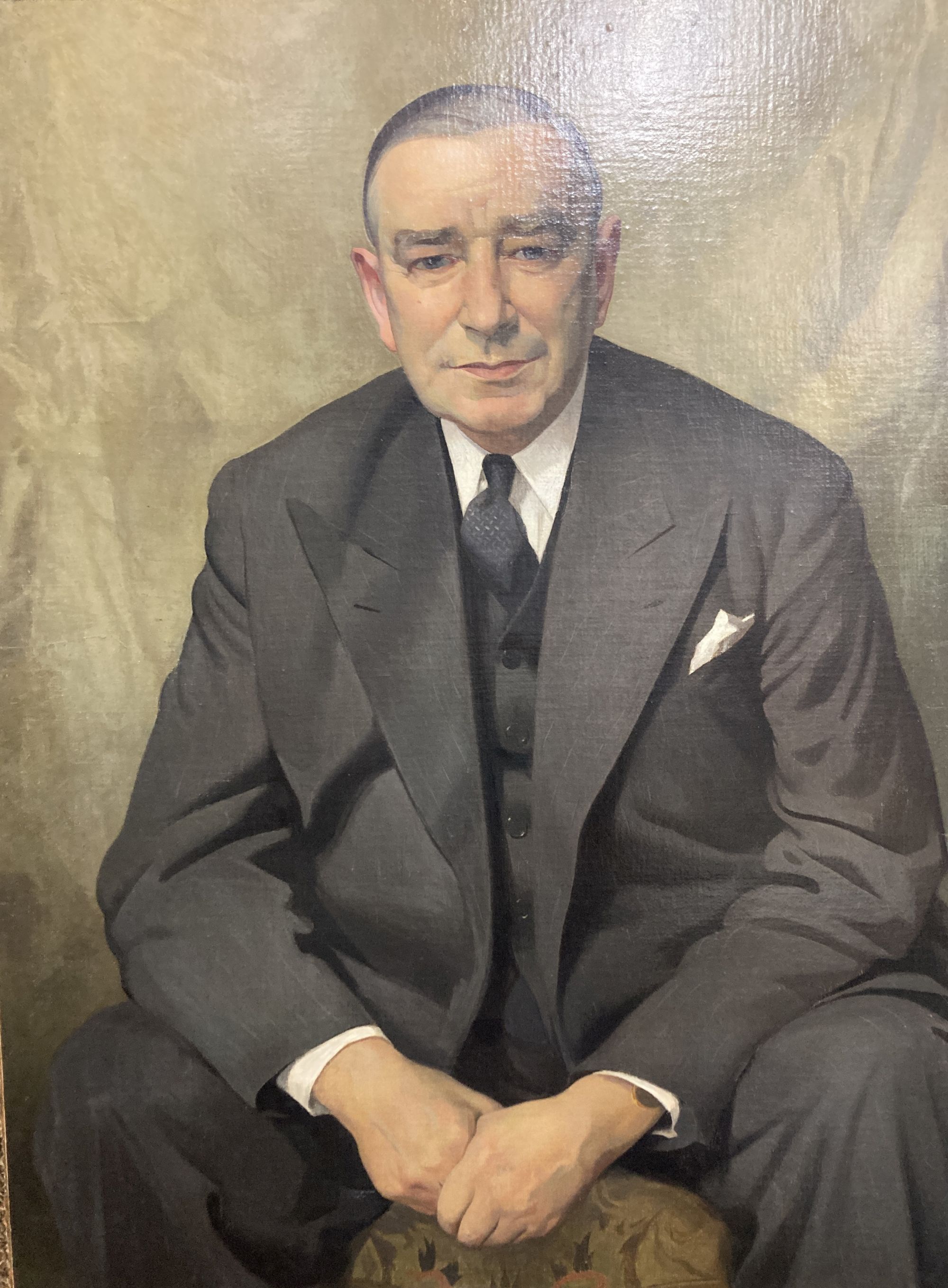 English School, oil on canvas, Portrait of Mr Gratwick, 100 x 75cm